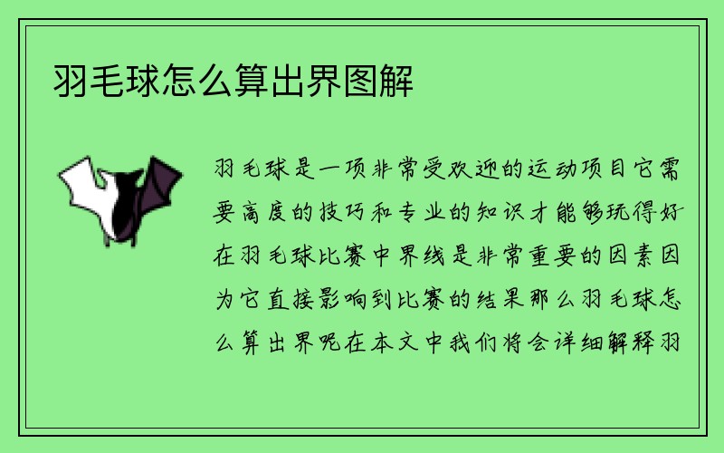 羽毛球怎么算出界图解