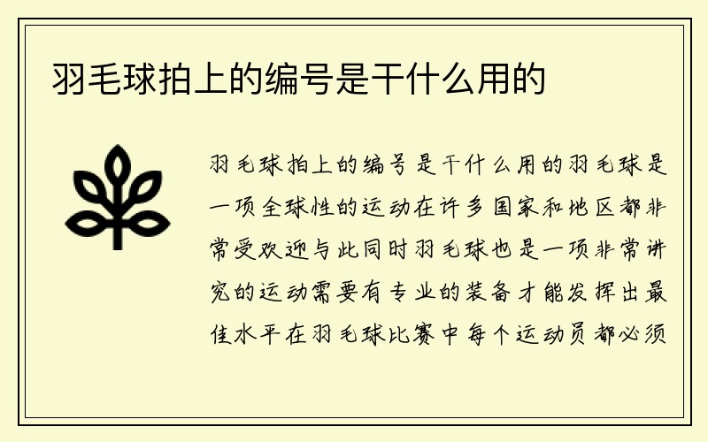 羽毛球拍上的编号是干什么用的