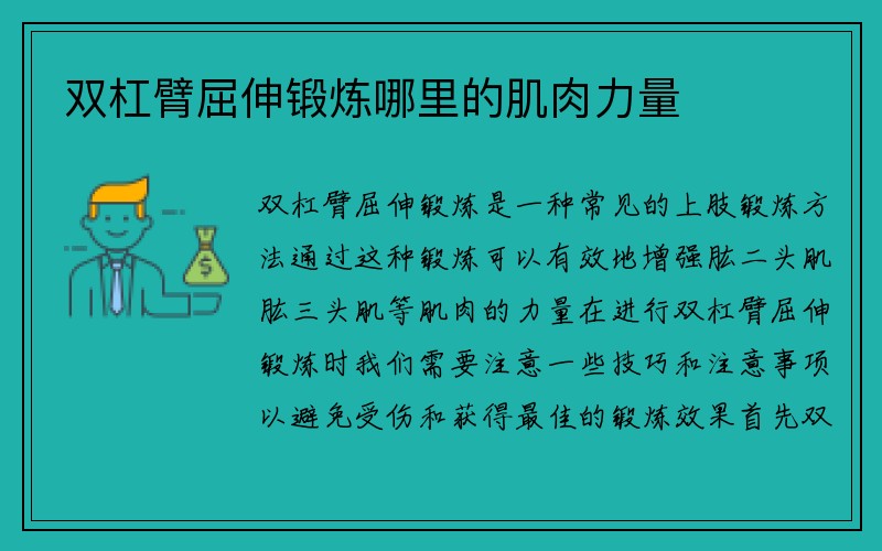 双杠臂屈伸锻炼哪里的肌肉力量