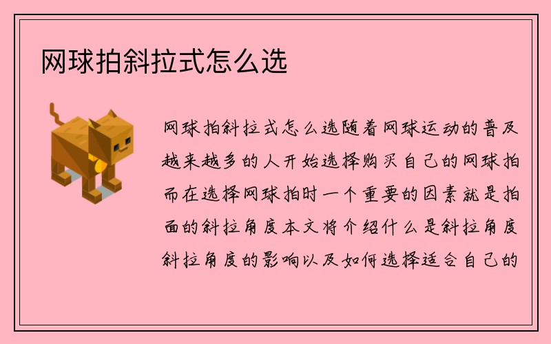 网球拍斜拉式怎么选