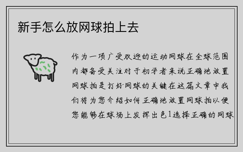 新手怎么放网球拍上去