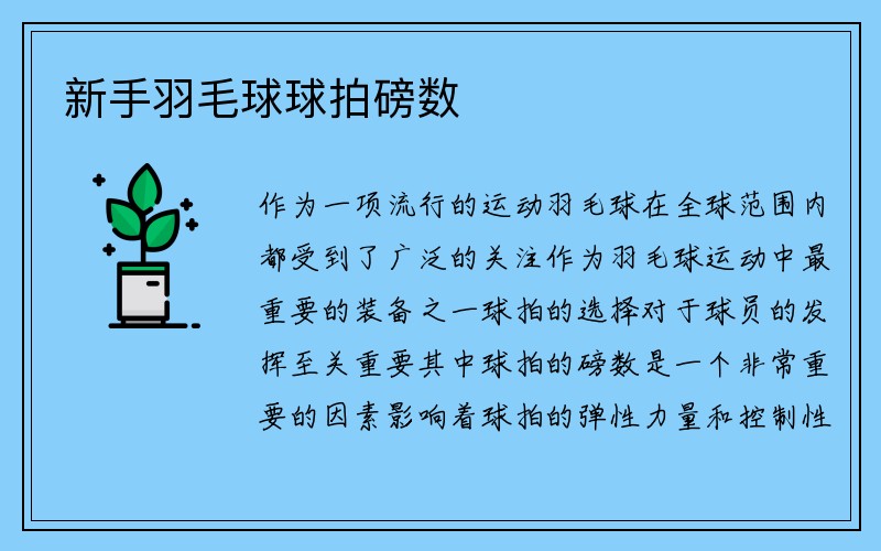 新手羽毛球球拍磅数