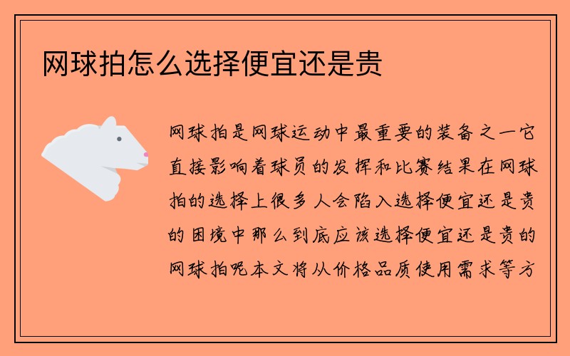 网球拍怎么选择便宜还是贵