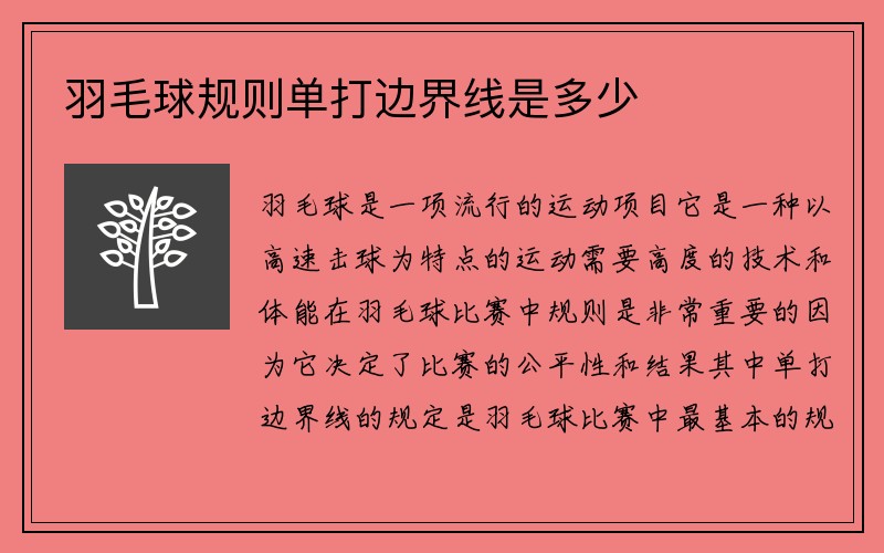 羽毛球规则单打边界线是多少