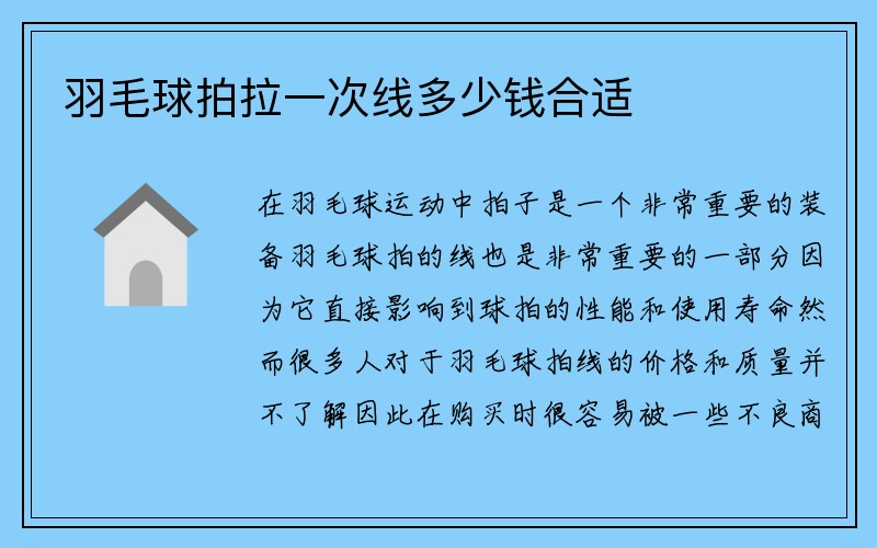 羽毛球拍拉一次线多少钱合适