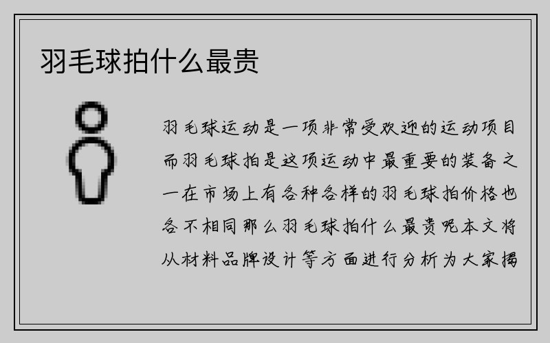 羽毛球拍什么最贵