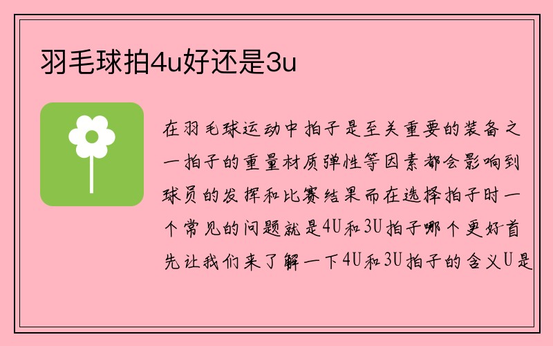 羽毛球拍4u好还是3u