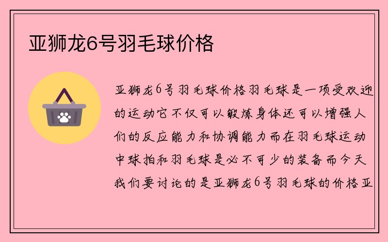 亚狮龙6号羽毛球价格