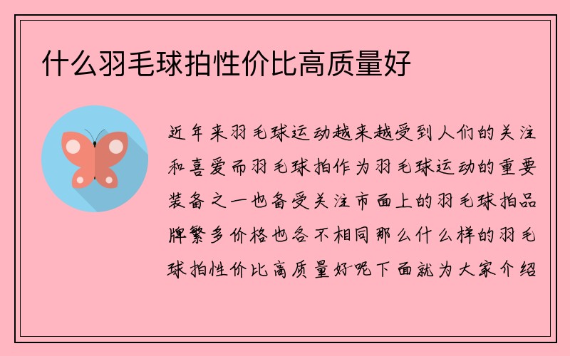 什么羽毛球拍性价比高质量好