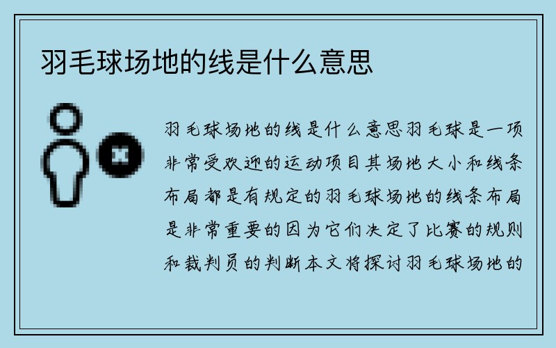 羽毛球场地的线是什么意思