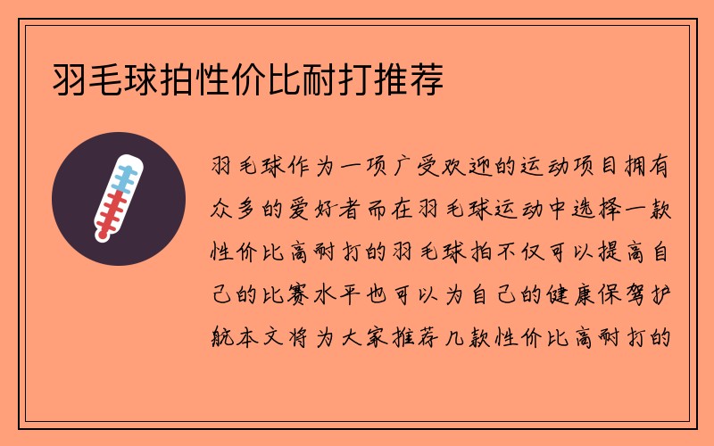 羽毛球拍性价比耐打推荐